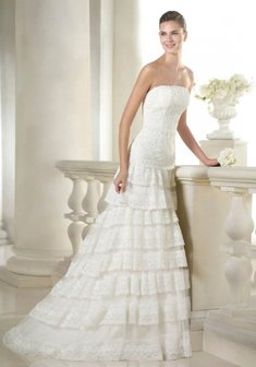 Свадебное платье SHADIA-P63672. А-силуэт, длинное со шлейфом.