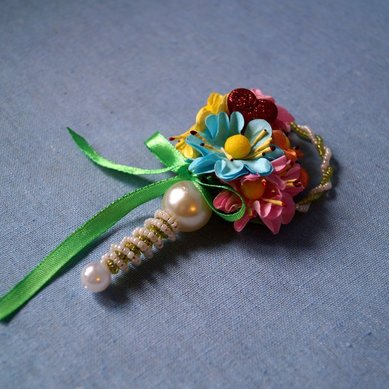 Бутоньерка Корзинка Р120663 - Свадебные аксессуары ручной работы Ромашковая свадьба