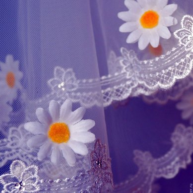 Фата №5 с ромашками Р120665 - Свадебные аксессуары ручной работы Ромашковая свадьба